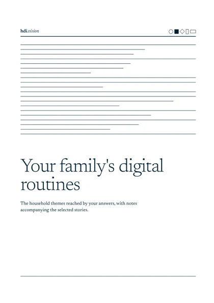 First page of your family's digital routines, school age fictional example