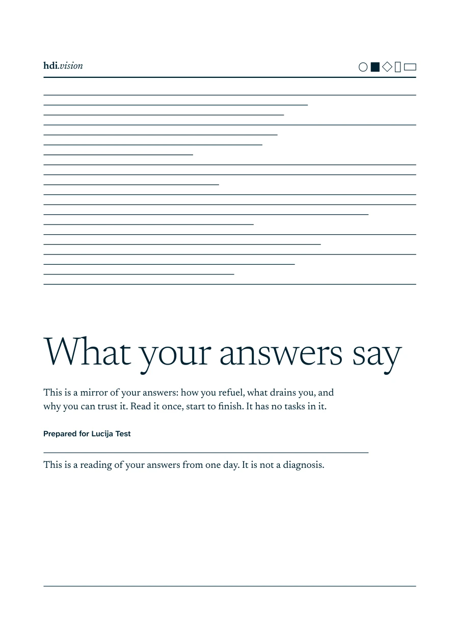 Preview of your personal report